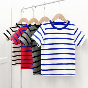 เสื้อยืดเด็กผู้ชายแขนสั้นลายทางผ้าฝ้าย 100% เสื้อผ้าเด็กสไตล์ลำลอง - Product Image 1