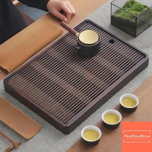 Bandeja de Té de Madera Oscura de Lujo, Elegante Tabla de Servicio de Bambú para Gongfu, Mesa de Té Estilo Japonés, Acabado Liso en Nogal, Decoración para el Hogar, Regalo - Product Image 1