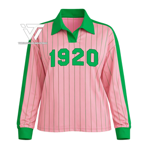 Vente en gros Alpha grec |   Kapa |   Alpha |   AKA |   Chemise de style rugby rayée à manches longues vintage pour sororité, accessoires grecs - Product Image 1