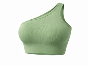 Ensemble de sport sans couture pour femme, haut court côtelé à une épaule et short taille haute, pour yoga, gym, fitness, athleisure et tenue active - Product Image 2