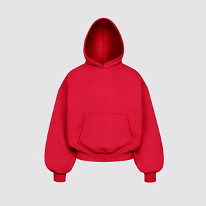 เสื้อฮู้ดดี้ผ้าฝ้ายฟลีซแบบครอป 500 GSM หนานุ่ม ทรงโอเวอร์ไซส์ ไหล่ตก สำหรับผู้ชาย แบรนด์ส่วนตัว - Product Image 4