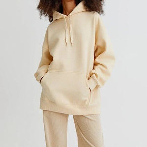 Vente flash : sweat à capuche oversize en coton 100% pour femme, manches longues, fitness, décontracté, impression de logo personnalisée - Product Image 1