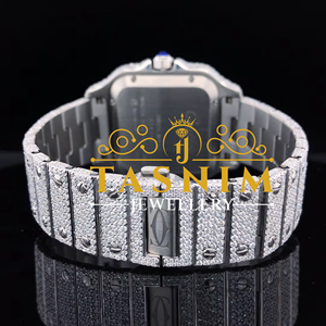 Reloj de Hombre de Cuarzo con Diamantes Moissanite VVS de la Mejor Calidad, Acero Inoxidable, Chapado en Oro Blanco, Romano, Cuadrado, Simple, Deportivo, a la Moda - Product Image 4