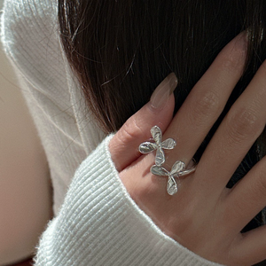 Anillo de Plata de Ley S925 con Textura de Flor Pequeña Estilo Coreano, Anillo Sencillo Estilo Coreano - Product Image 4