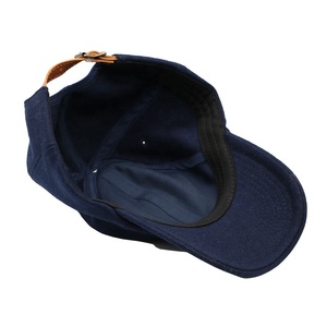 Casquette souple à 6 panneaux vierge, design personnalisé, en tissu Melton, mélange de laine, avec sangle en cuir et boucle métallique, non structurée, style Dad Hat - Product Image 3