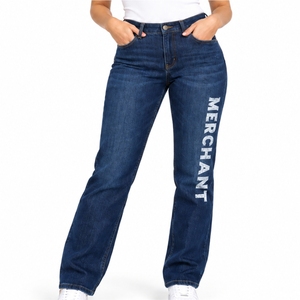 Jeans de Mezclilla de Pierna Recta para Mujer, Pantalones Casuales de Algodón, Prendas Personalizadas, Moda Diaria, Cómodos, Diseño de Cinco Bolsillos - Product Image 2