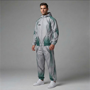 Ensemble de survêtement en nylon color block pour homme, veste à capuche oversize, pantalon large, streetwear, coupe-vent, tenue deux pièces - Product Image 1