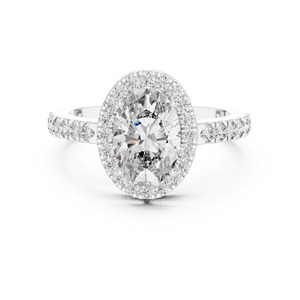 Halo <b>Oval</b> Cut <b>Moissanite</b> Diamond <b>Engagement</b> <b>Ring</b> 925 Sterling Silver <b>Ring</b> Wedding Bridal <b>Ring</b> Women's Cocktail Party Wear <b>Ring</b> - Product Image 1