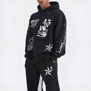 Ensemble de survêtement polaire pour hommes : sweat à capuche et pantalon de jogging, style streetwear décontracté, coupe ample, idéal pour l'hiver, personnalisable avec logo, vente en gros, OEM, en vrac - Product Image 3