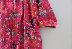Nouvelle arrivée, robe kimono en velours de coton, longue robe de chambre, vêtement de nuit doux, poche, fermeture à cordon, vêtements de détente pour femmes, col en V, floral - Product Image 6
