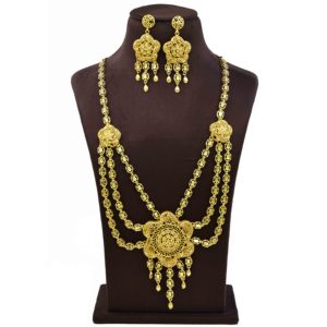 Wholesale Brass 14K/18K/24K Micron Gold Plated Turkish Design Long <b>Bridal</b> <b>Jewelry</b> <b>Set</b> Traditional Dubai Style Wedding Party - Product Image 1