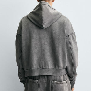 Ventes directes d'usine de haute qualité, sweat à capuche 100% coton, fermeture éclair intégrale, coupe ample, surdimensionné, style streetwear, pour hommes - Product Image 2