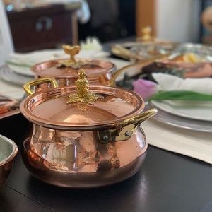 Premium Copper Saucepan <b>with</b> <b>Lid</b> Heavy Duty Cookware Kitchen Cooking <b>Pan</b> Gas Stove Compatible Durable Metal Pot Home Hotel Use - Product Image 3