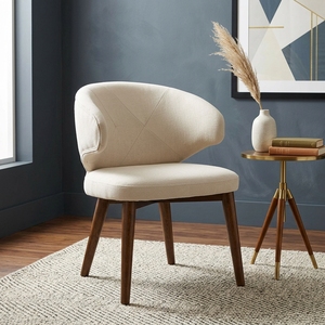 Modern Apartment-Friendly Dining <b>Chair</b> with Teak Wood Legs and <b>Acrylic</b> Upholstery Midcentury Design Home Furniture Model CHA76 - Product Image 1