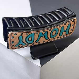 Western Style Wholesale Custom Luxury <b>Tooled</b> Leather Hair Claw <b>Clip</b> for Women's Howdy Design Boutique Fashion Hair Accessories - Product Image 6