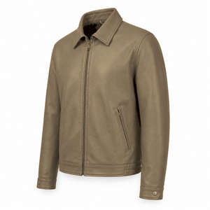 Veste en cuir pour homme, vêtement d'extérieur tendance avec col montant, fermeture éclair intégrale, construction en cuir de qualité supérieure pour un style décontracté moderne - Product Image 6