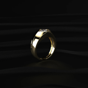 Anillo de sello con diamante de laboratorio talla princesa, certificado IGI, de color D a F, en oro, plata, amarillo, blanco, rosa, con brillo radiante. - Product Image 5