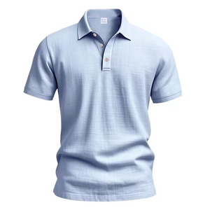 Camisa Polo de Lino para Hombre, 95% Lino, Manga Corta, Cierre de Botones, Transpirable, Corte Ajustado, Color Sólido, para Verano - Product Image 4