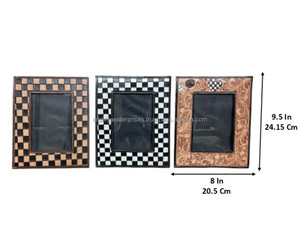 กรอบรูปหนังลายตารางหมากรุกแบบใช้มือกรอบรูปสำหรับตกแต่งบ้านและสำนักงาน - Product Image 2