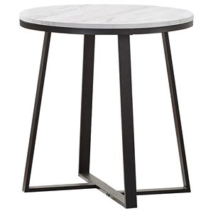 Matte Black and <b>White</b> Faux Marble <b>End</b> <b>Table</b> Stylish Coffee <b>Table</b> Design - Product Image 3