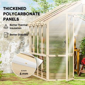 Invernadero de Policarbonato y Madera de 6.6 x 8 Pies, Paneles Reforzados, Ventilación en el Techo y Puerta con Cerradura, Invernaderos y Cuartos de Jardín - Product Image 5