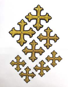 Juego de Parches/Aplicaciones Bordadas en Oro de Lujo con Diseño 3D en Relieve, Resistentes al Agua, Personalizables para Vestimentas Religiosas - Product Image 3