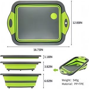 Planche à découper pliable avec évier intégré, gadget de cuisine multifonction pliable pour la maison et le camping, matériau PP+TPE - Product Image 6