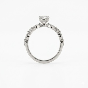 Anillo de Compromiso de Oro Sólido de 14K con Diamante Ovalado de 1.45CT, Color E, Claridad VS1, Diamante Cultivado en Laboratorio HPHT, Media Eternidad, Anillo de Boda - Product Image 4