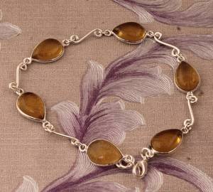 Pulsera de Cuarzo Citrino Natural, Plata de Ley 925, Joyería de Piedras Preciosas Talladas a Mano, Pulsera de Cristal Amarillo, Regalo para Mujer - Product Image 5