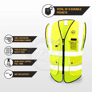 Chaleco Reflectante de Seguridad ANSI Clase 1 de Alta Visibilidad con Diseño Personalizado, LED Intermitente, Impermeable y Logotipo Personalizado - Product Image 5