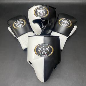 Ensemble personnalisable No Boxing No Life : Gants de boxe et protège-mains en cuir de vachette de haute qualité, rembourrage 4 couches, respirant, à lacets - Product Image 2