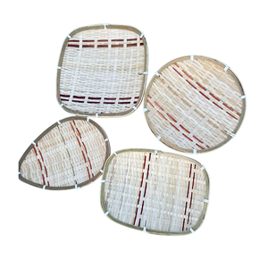 Plateau tissé traditionnel en bambou fait main du Vietnam, vente en gros, assiette ronde ovale naturelle - Product Image 2