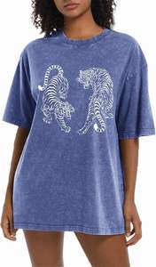 T-shirts graphiques en coton 100% de qualité supérieure 240 GSM pour femmes, style streetwear oversize, délavé à l'acide, hauts d'été en coton – Vente directe usine OEM - Product Image 2