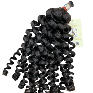 ผมต่อจากผมมนุษย์เวียดนามสีดำธรรมชาติผมหยิกเข้มแบบมัดผมบริสุทธิ์สองชั้น - Product Image 1