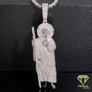 Iced Out 3D Figure Pendant Necklace With Moissanite Diamond 925 Sterling Silver Luxury Hip Hop Jewelry - Product Image 4