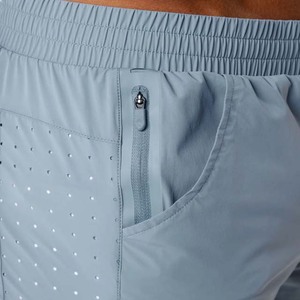Men's Light Blue Quick Dry Sport Shorts With Pockets Elastic Waist <b>Mid</b> Length Solid Color Knitted Polyester - Product Image 6