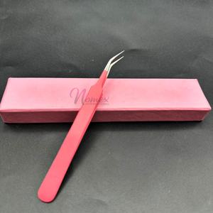 Pince à épiler d'extension de cils pointue Mega Volume Baby Pink Powder Coated Chirurgical Grade Outils de levage de cils en acier inoxydable personnalisés - Product Image 2