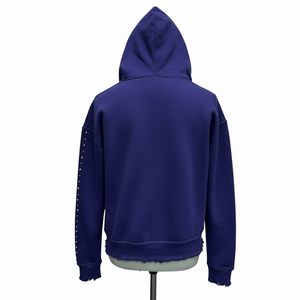 Sudadera con capucha y sudadera de algodón 100% de alta calidad para hombre, con estampado de diamantes de imitación en toda la prenda, peso pesado de 550 gramos, estilo urbano personalizado, venta al por mayor. - Product Image 4