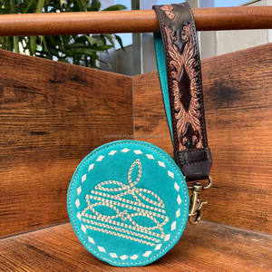 Nuevo 2024 Boot Stitch Suede Leather Crossbody Canteen Monedero para mujer Mano Tooled Wristlet Cambio de almacenamiento Carteras de viaje - Product Image 3