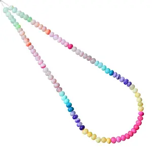 Grosir warna-warni alami Multi Opal halus bentuk bulat Diy perhiasan membuat longgar batu permata bahan manik-manik