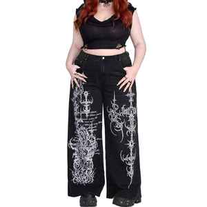 Pantalones Vaqueros Anchos Personalizados para Hombre, Estilo Y2K Gótico, con Estampado Cyber Sigilism, Pantalones de Mezclilla Hip Hop, Ropa Urbana Grunge - Product Image 2