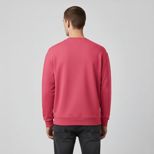Cheap Price <b>Pink</b> <b>Men's</b> Crew Neck Pullover Sweatshirt Regular Fit Long Sleeve Knitted Cotton Casual Autumn Wear Front Letter - Product Image 3