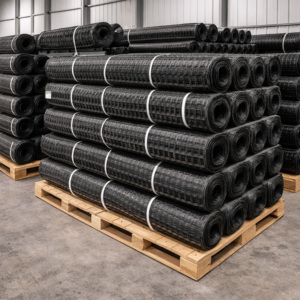 Polyester Uniaxial Geogrid | PET Geogrid for Retaining <b>Wall</b> Reinforcement | High Strength Soil Stabilization <b>Grid</b> - Product Image 3