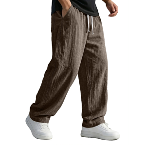 Pantalon Harem en Lin pour Homme, Taille Élastique avec Cordon de Serrage, Coupe Ample Décontractée, Poches Latérales, Respirant et Léger, Idéal pour l'Été - Product Image 4