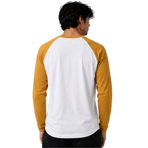 Camiseta de Manga Larga Raglán Blanca y Amarillo Mostaza para Hombre, Cuello Redondo, Algodón Premium, Estilo Casual, Béisbol, Personalizable, Ropa Urbana - Product Image 2