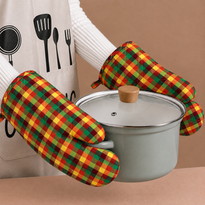 Gant de four 100% coton, magnifique, multicolore, à carreaux, pour la cuisine et l'utilisation au four. Fabricant professionnel de gants de four en Inde. - Product Image 1