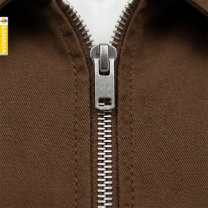 SAMAVIA <b>Men's</b> Brown Long Bomber <b>Jacket</b> Casual Zip up Canvas Solid Color Polyester <b>Summer</b> Regular Fit - Product Image 5