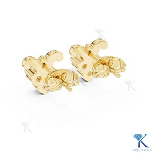 Lab Grown Diamond Luxury Ornate Scroll Crest <b>Stud</b> Earrings 3 Stone Cluster 14K 18K Solid Gold Women's Jewelry Wedding - Product Image 6