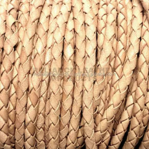 Designer 4mm Antique Natural Bolo <b>Braided</b> Leather <b>Cord</b> Round Vintage Distressed Leather Rope Jewelry Supply - Product Image 1