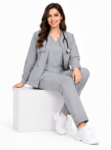 Bata de Laboratorio Profesional Color Marfil para Cirujano, Unisex, Transpirable, de Algodón y Poliéster, Uniformes Clínicos de Manga Larga, Uniforme Médico al por Mayor - Product Image 2